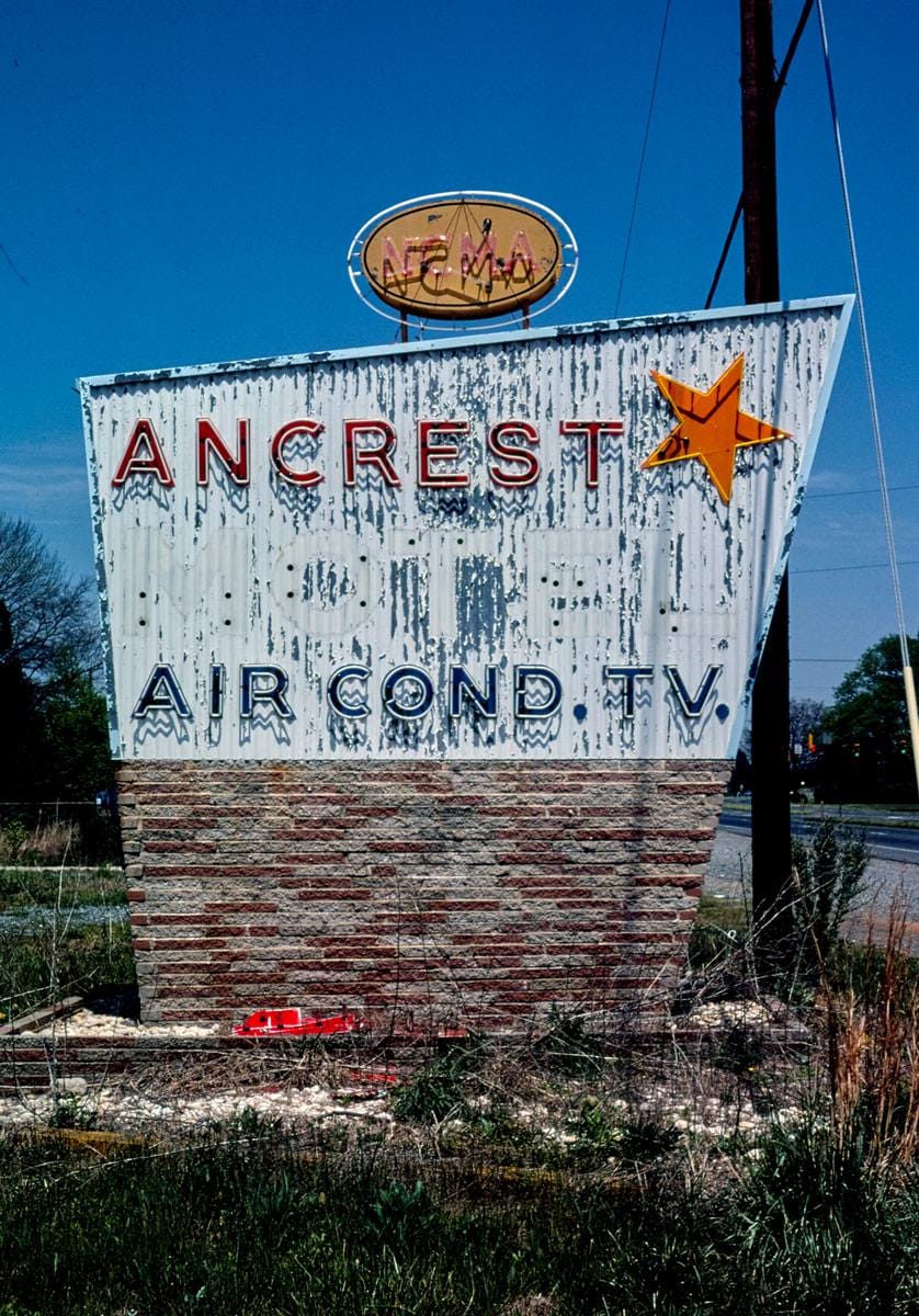 Historic Photo : 1982 Ancrest Motel sign, Route 29, Charlotte, North Carolina | Margolies | Roadside America Collection | Vintage Wall Art :