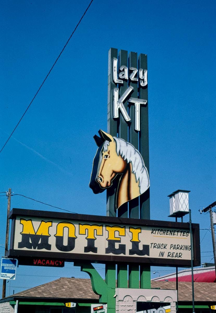 Historic Photo : 2004 Lazy KT Motel sign, 1st Avenue North, Billings, Montana | Margolies | Roadside America Collection | Vintage Wall Art :