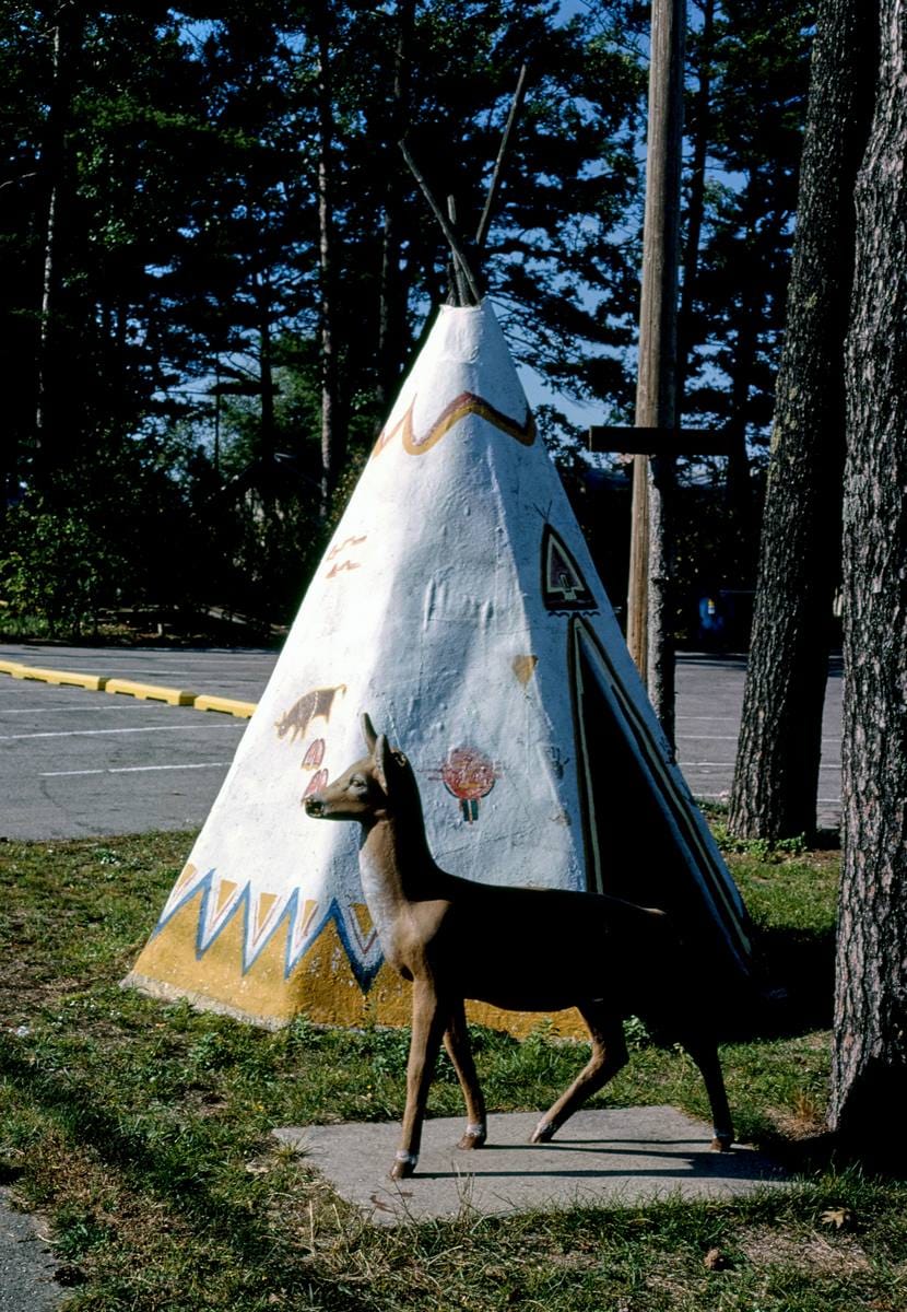 Historic Photo : 1988 Indian Trail Lodge Teepee, Route 31, Traverse City, Michigan | Margolies | Roadside America Collection | Vintage Wall Art :