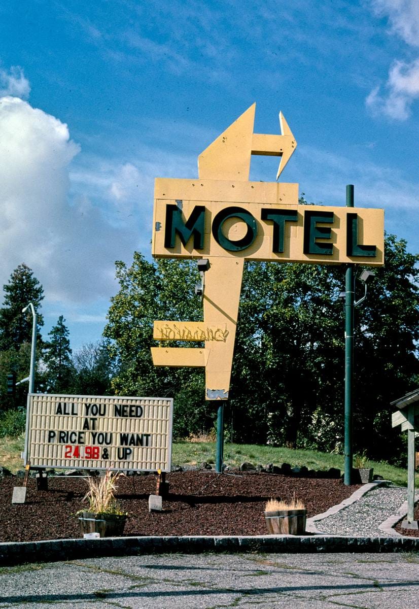 Historic Photo : 2003 Pine Lodge Motel, 3000 Sunset Drive, Spokane, Washington | Margolies | Roadside America Collection | Vintage Wall Art :