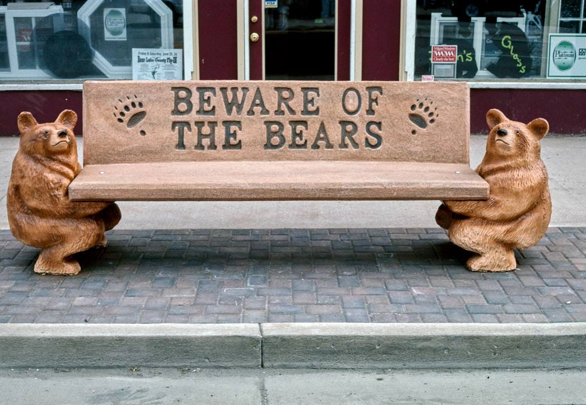 Historic Photo : 2004 Bear bench, Washington Street, Montpelier, Idaho | Margolies | Roadside America Collection | Vintage Wall Art :