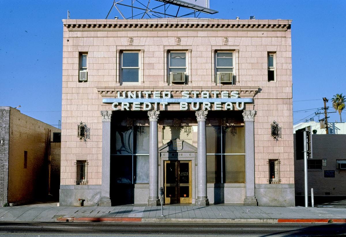 Historic Photo : 1985 United States Credit Bureau, Vermont Avenue, Los Angeles, California | Margolies | Roadside America Collection | Vintage Wall Art :