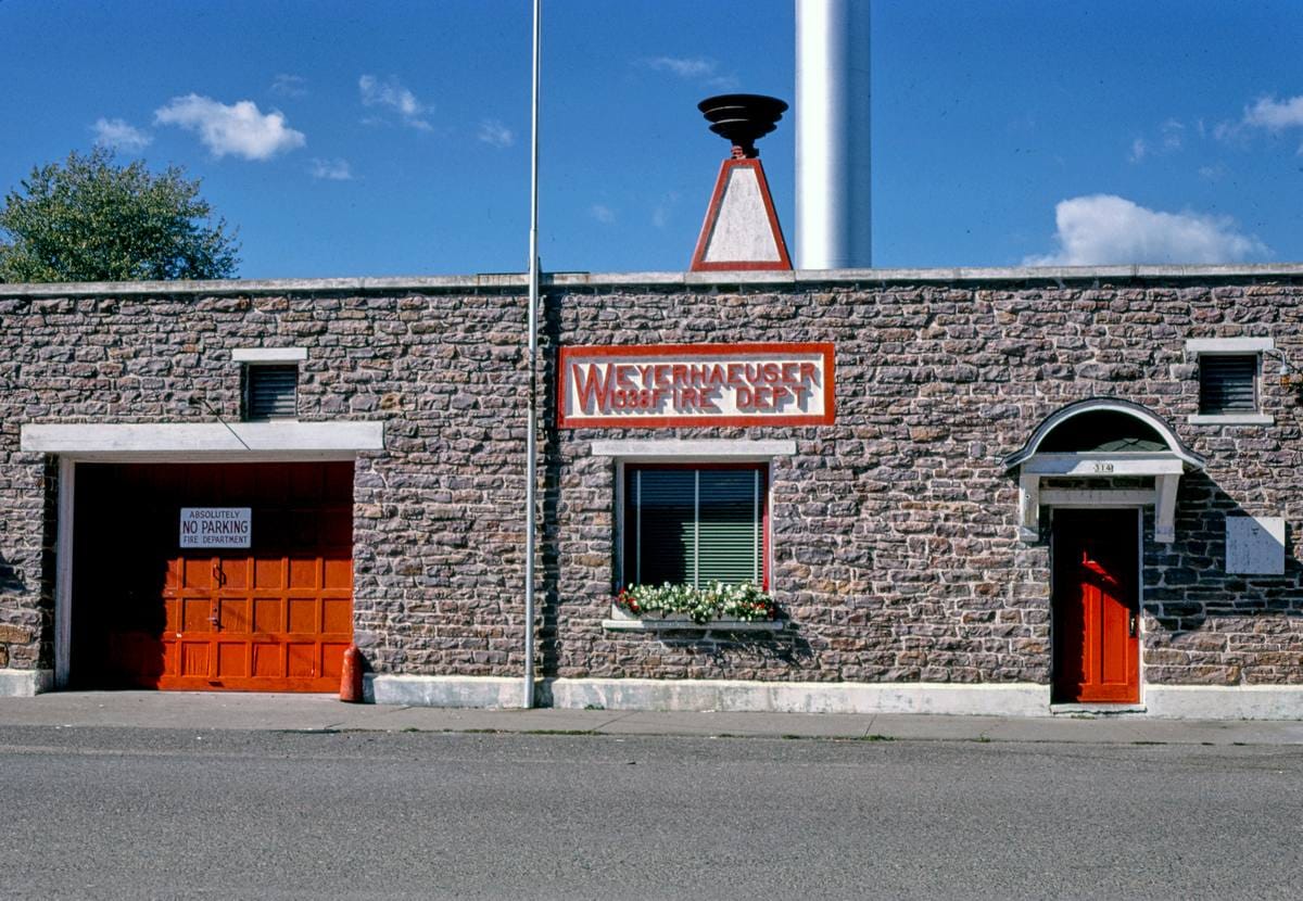 Historic Photo : 1988 Fire Department (1938), detail, Main Street, Weyerhaeuser, Wisconsin | Margolies | Roadside America Collection | Vintage Wall Art :