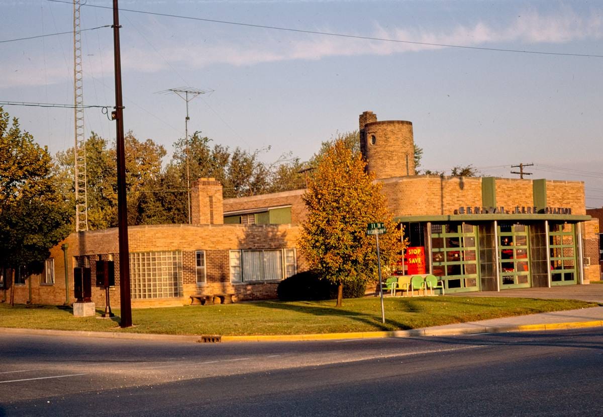 Historic Photo : 1977 Fire Department, Columbus, Indiana | Margolies | Roadside America Collection | Vintage Wall Art :