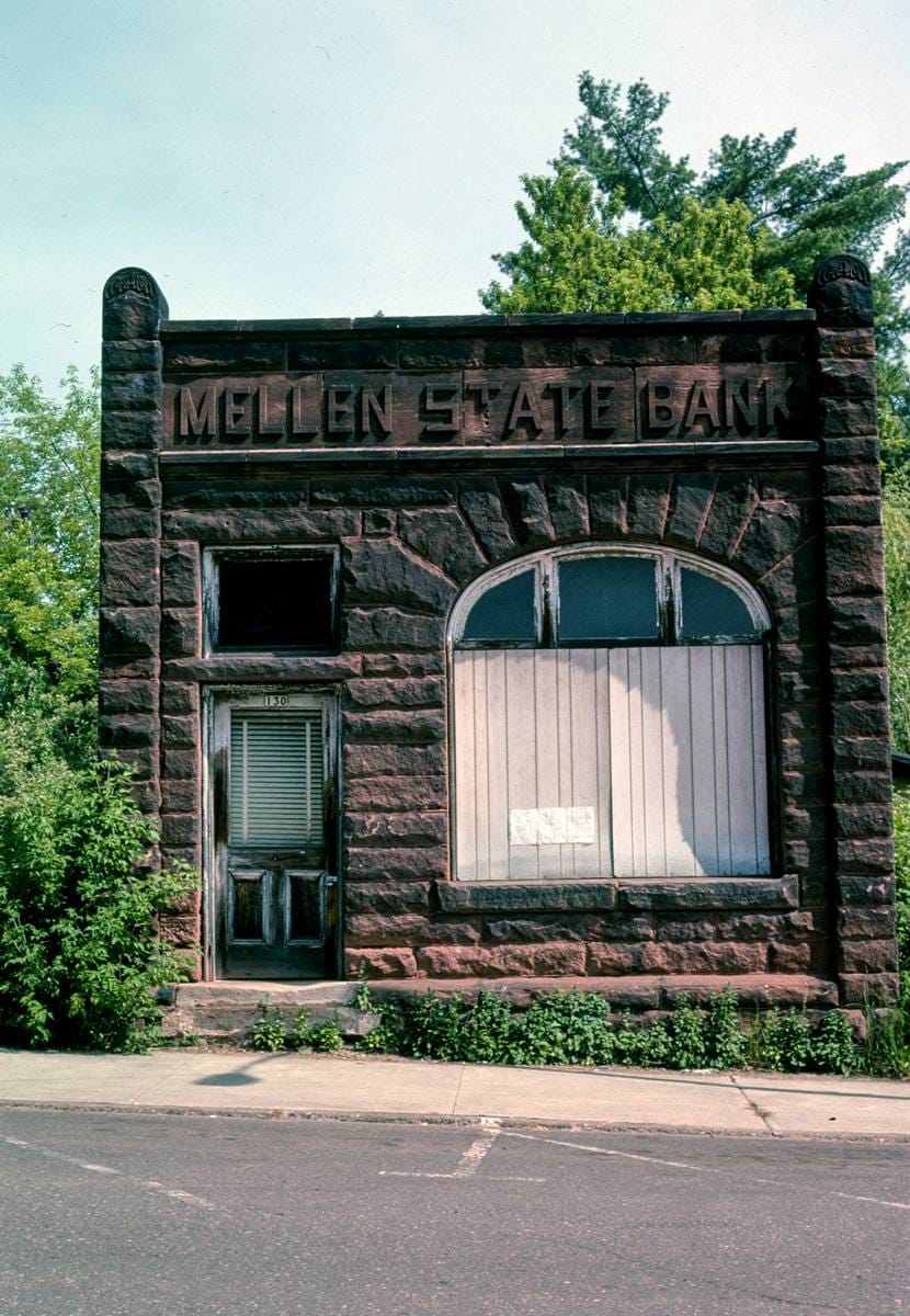 Historic Photo : 2003 Mellen State Bank, Main Street, Mellen, Wisconsin | Margolies | Roadside America Collection | Vintage Wall Art :