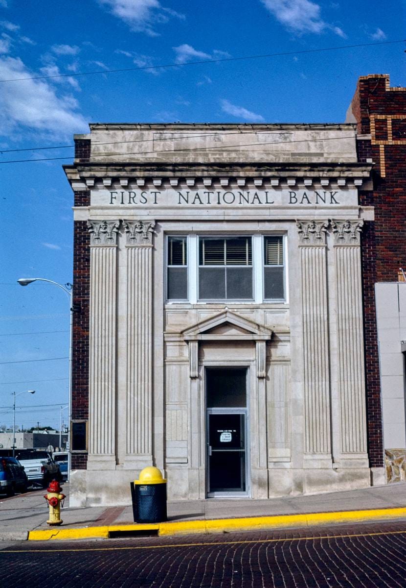 Historic Photo : 1993 First National Bank, Norris Avenue, McCook, Nebraska | Margolies | Roadside America Collection | Vintage Wall Art :