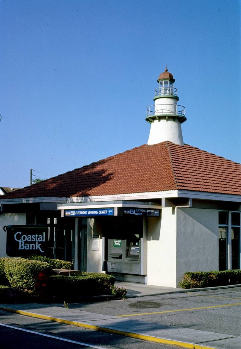 Historic Photo : 1990 Coastal Bank, Frederica, St. Simons Island, Georgia | Margolies | Roadside America Collection | Vintage Wall Art :