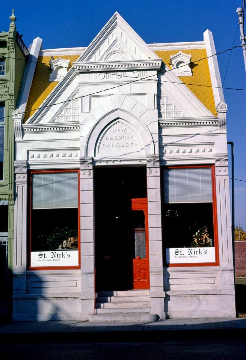Historic Photo : 1988 New Harmony Banking Co., Main Street, New Harmony, Indiana | Margolies | Roadside America Collection | Vintage Wall Art :