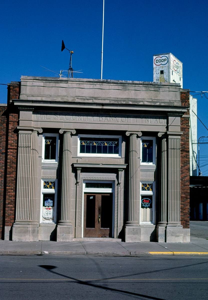 Historic Photo : 1987 The Security Bank of Tyndall, Main Street, Tyndall, South Dakota | Margolies | Roadside America Collection | Vintage Wall Art :
