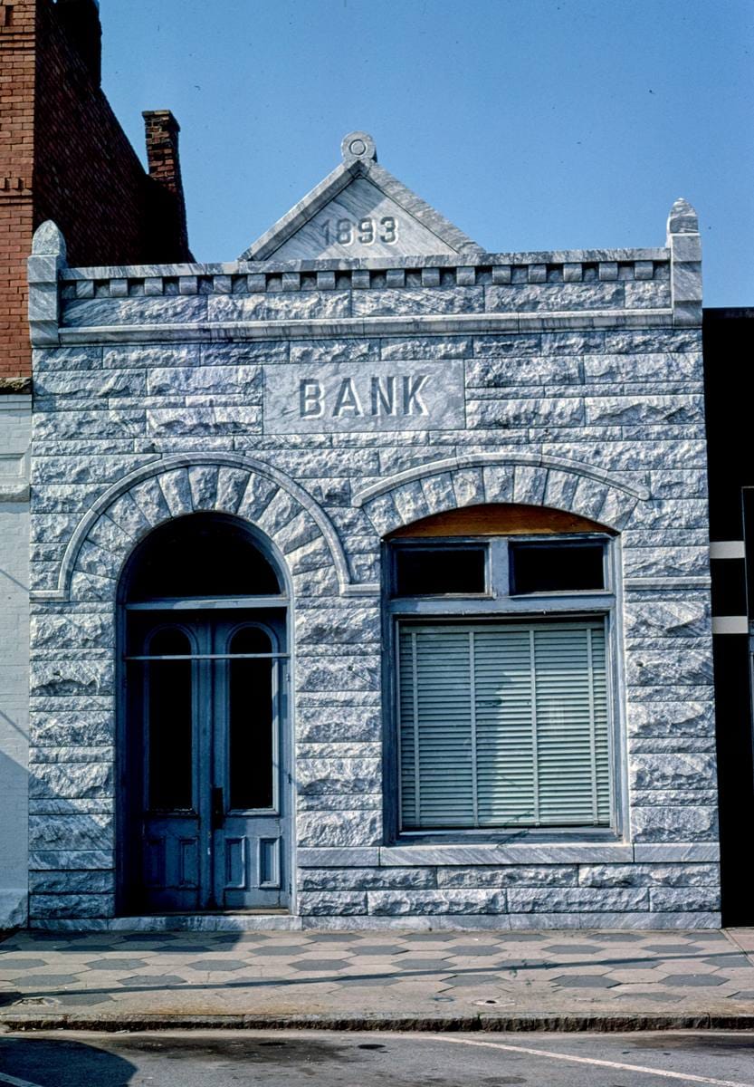 Historic Photo : 1982 Bank (1893), Park Square, Elberton, Georgia | Margolies | Roadside America Collection | Vintage Wall Art :