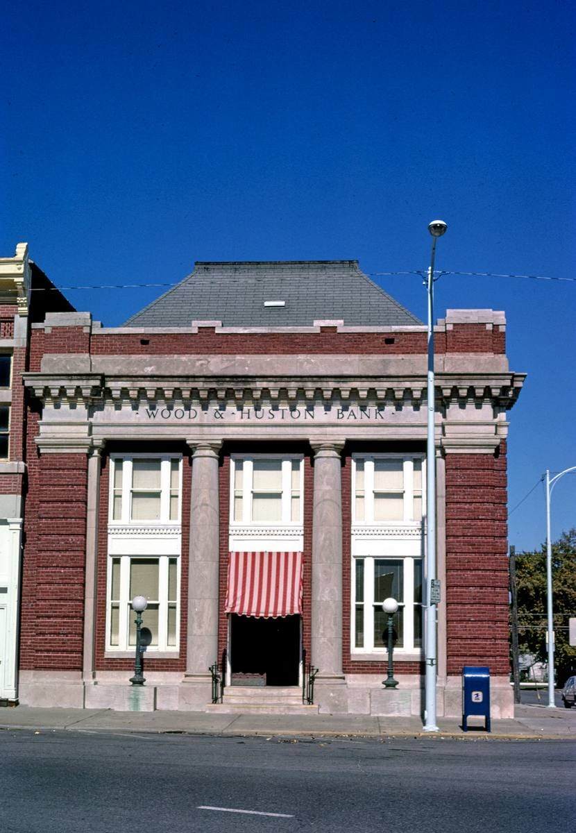 Historic Photo : 1988 Wood and Houston Bank (1906), 27 East North, Marshall, Missouri | Margolies | Roadside America Collection | Vintage Wall Art :