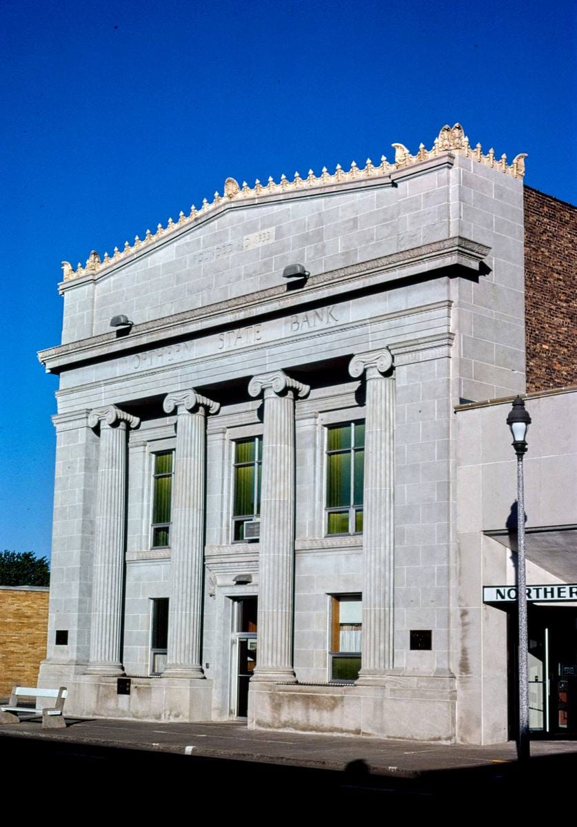 Historic Photo : 1988 Northern State Bank (1933?), Second Street, Ashland, Wisconsin | Margolies | Roadside America Collection | Vintage Wall Art :
