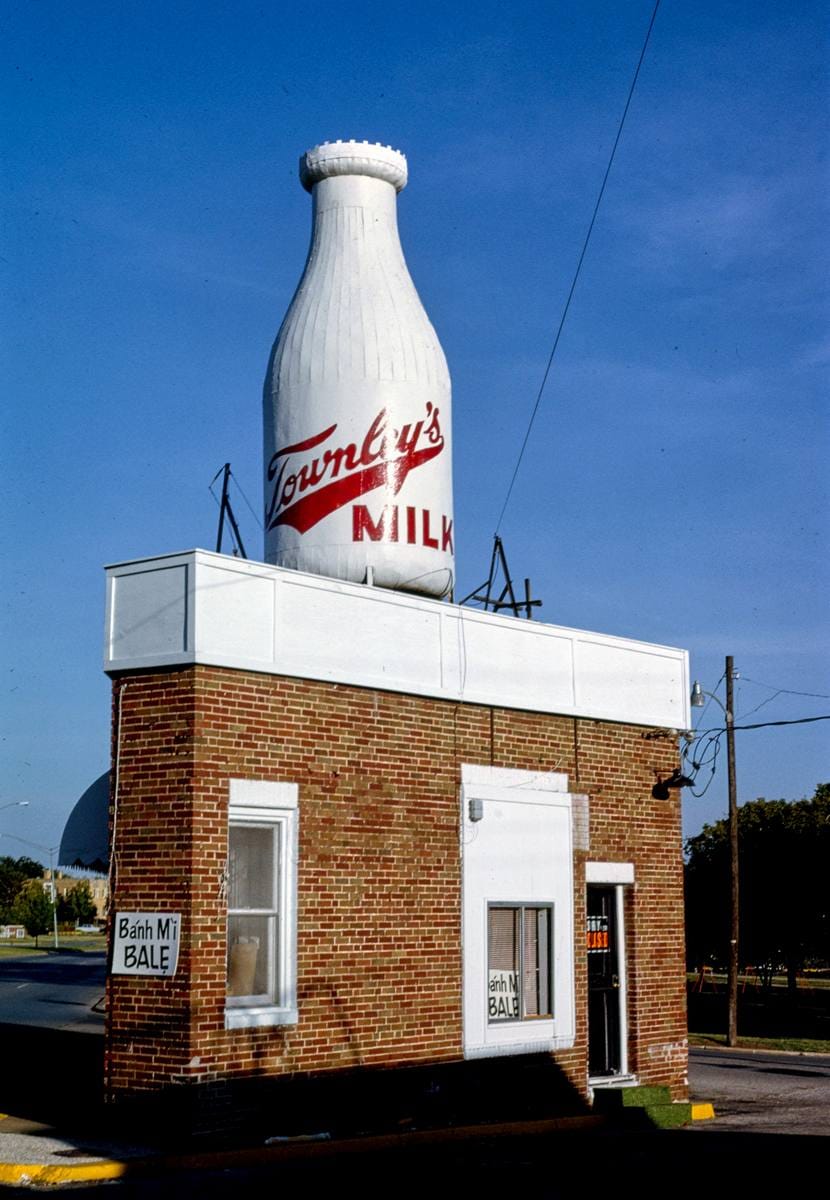 Historic Photo : 1993 Townley milk bottle, 24th and Classen Streets, Oklahoma City, Oklahoma | Margolies | Roadside America Collection | Vintage Wall Art :