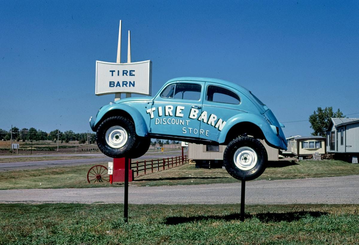 Historic Photo : 1987 Tire Barn sign, Route 50, Yankton, South Dakota | Margolies | Roadside America Collection | Vintage Wall Art :