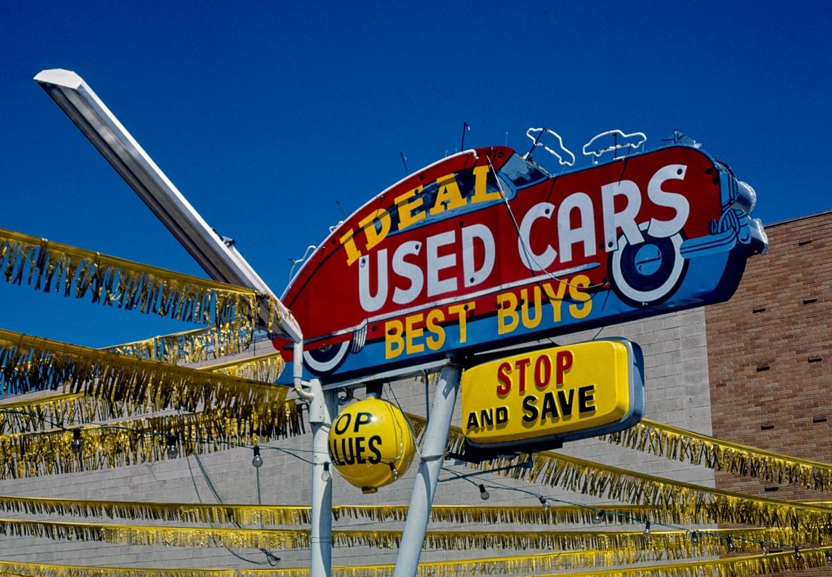 Historic Photo : 1981 Ideal Used Car sign, 1990 South State Street, Salt Lake City, Utah | Margolies | Roadside America Collection | Vintage Wall Art :