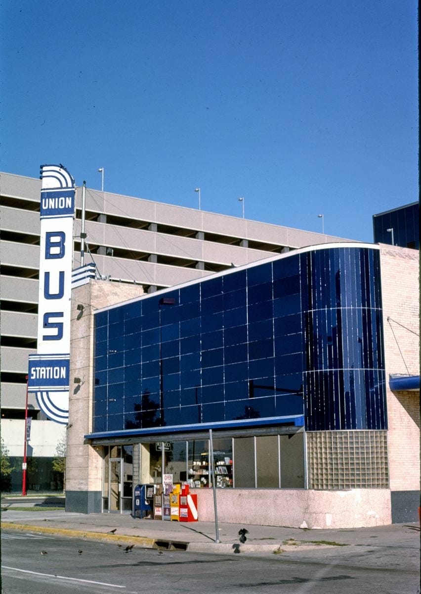 Historic Photo : 1993 Union Bus Station, Walker and Sheridan Streets, Oklahoma City, Oklahoma | Margolies | Roadside America Collection | Vintage Wall Art :