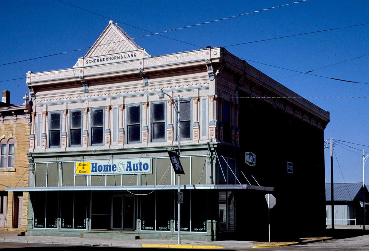 Historic Photo : 1996 Schermerhorn and Lang Building, Avenue E, Wilson, Kansas | Margolies | Roadside America Collection | Vintage Wall Art :
