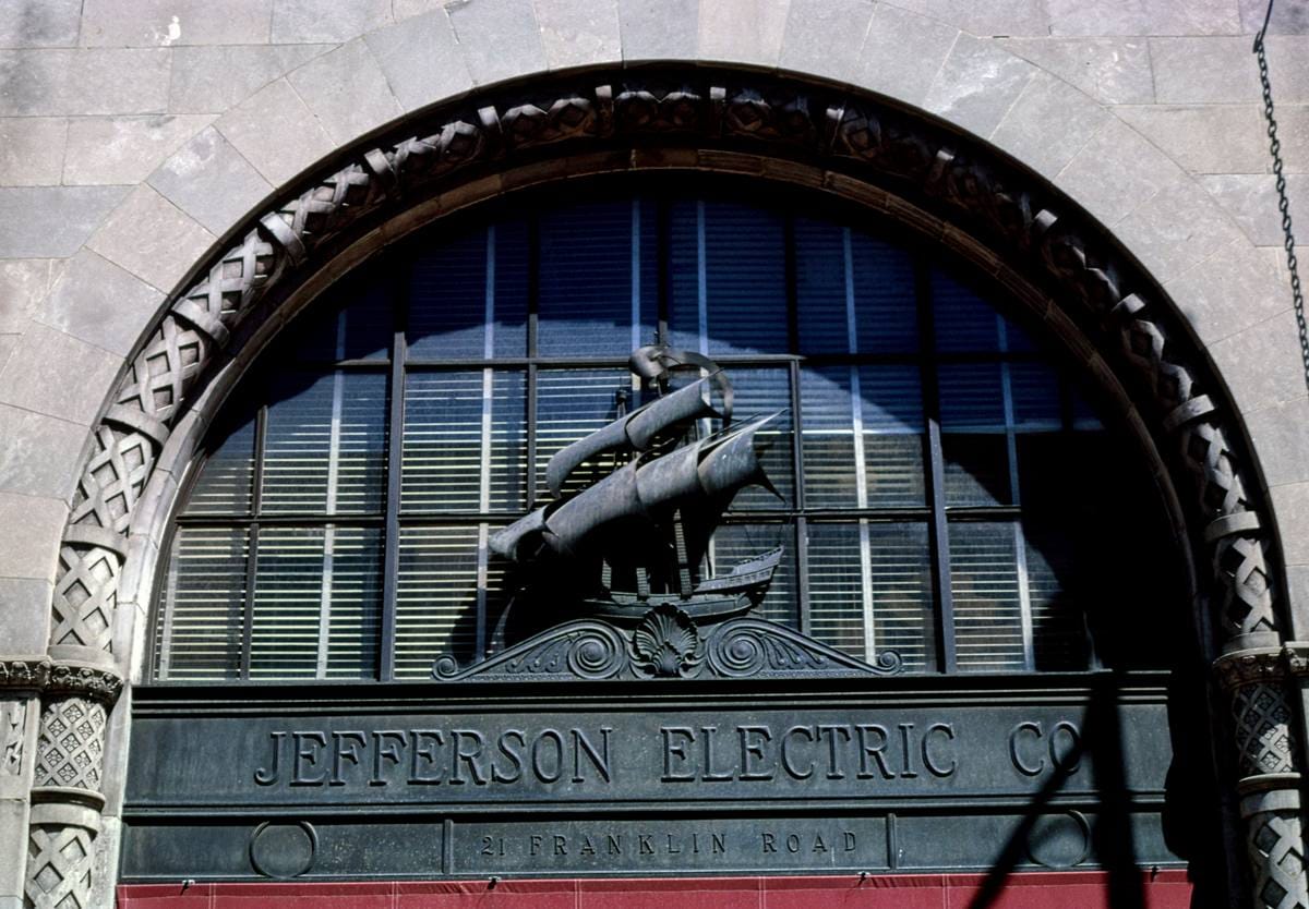 Historic Photo : 1982 Jefferson Electric Co., detail, Franklin Road, Roanoke, Virginia | Margolies | Roadside America Collection | Vintage Wall Art :