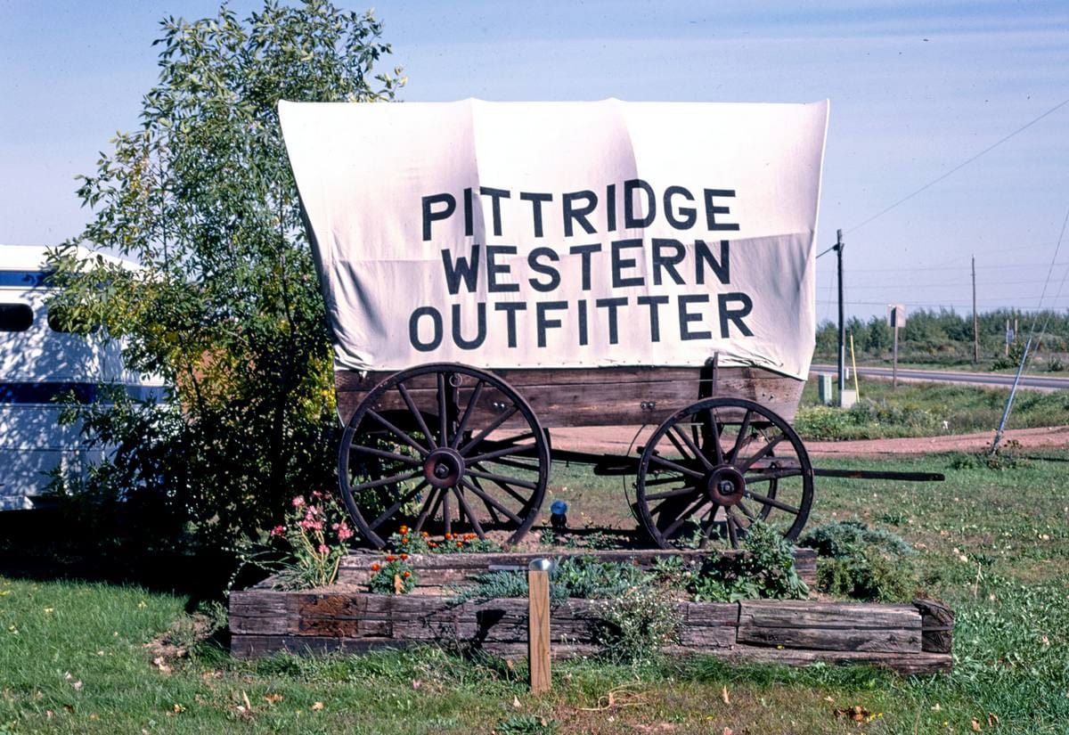 Historic Photo : 1988 Pittridge Western Outfitters sign, Route 29 near Wausau, Wisconsin | Margolies | Roadside America Collection | Vintage Wall Art :