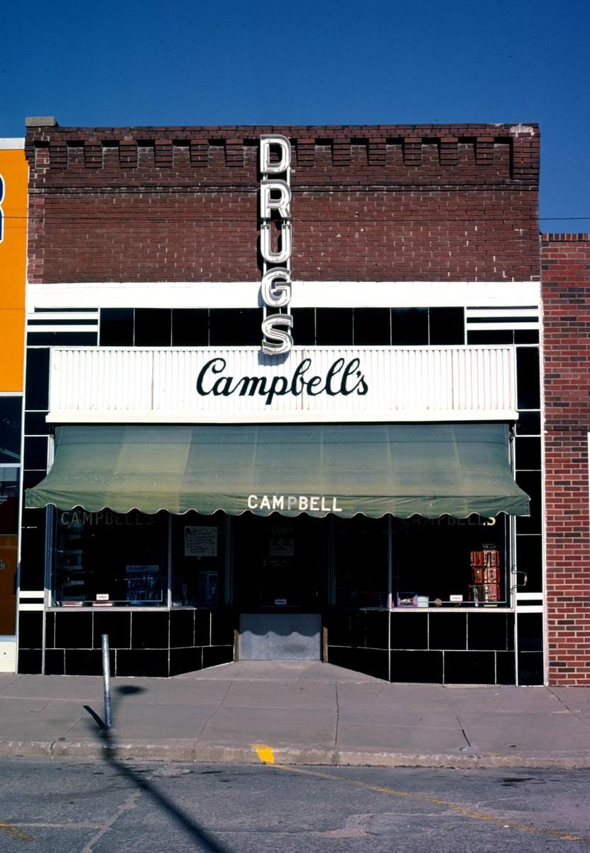 Historic Photo : 1980 Campbell's Drugs, Pleasant Hill, Missouri | Margolies | Roadside America Collection | Vintage Wall Art :