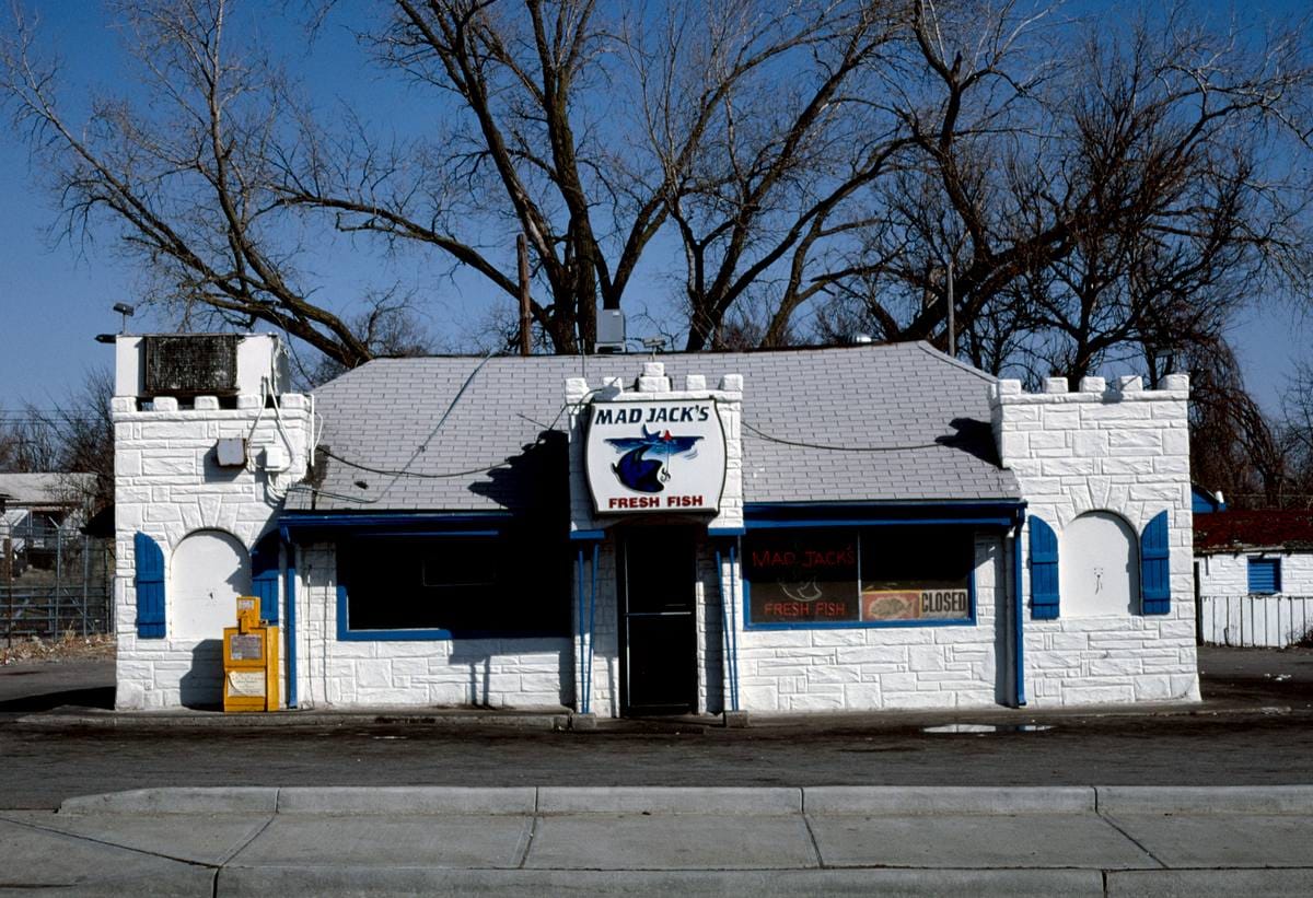 Historic Photo : 1994 Mad Jack's Fresh Fish, Kansas City, Kansas | Margolies | Roadside America Collection | Vintage Wall Art :
