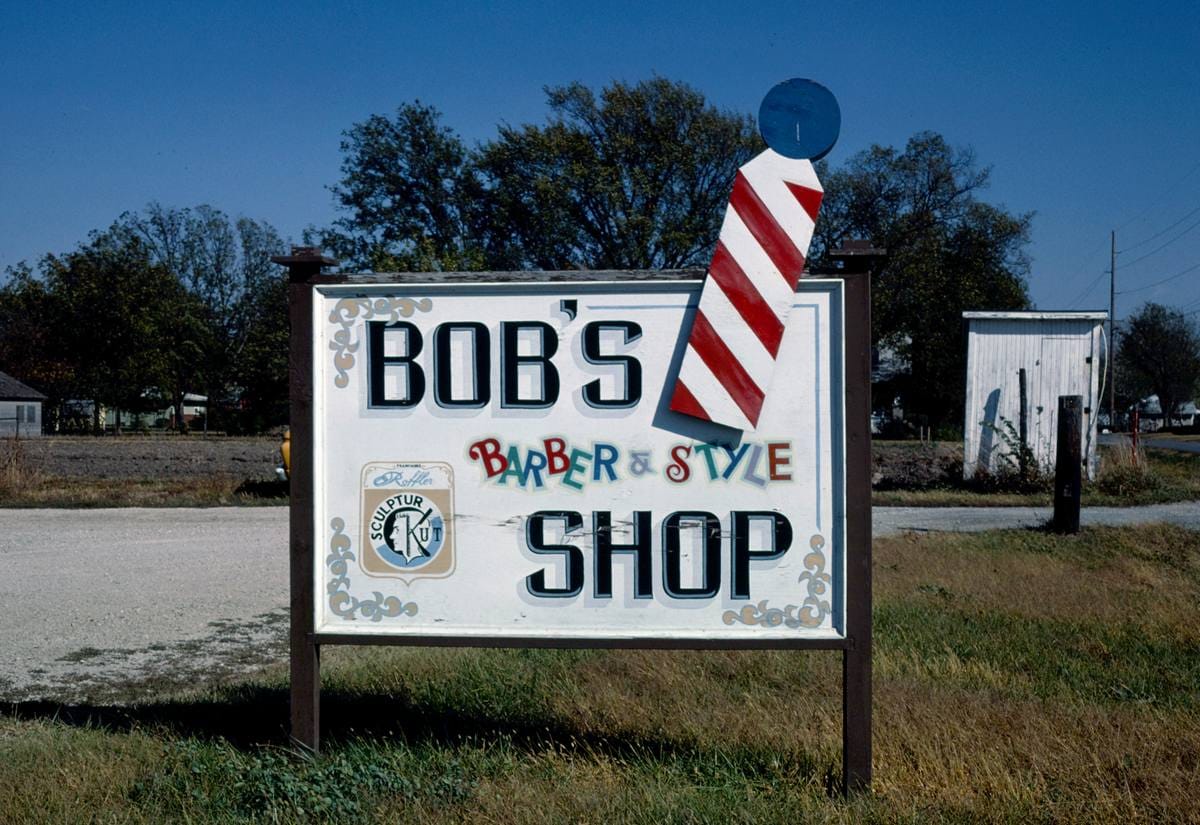 Historic Photo : 1979 Bob's Barber sign, Erie, Kansas | Margolies | Roadside America Collection | Vintage Wall Art :