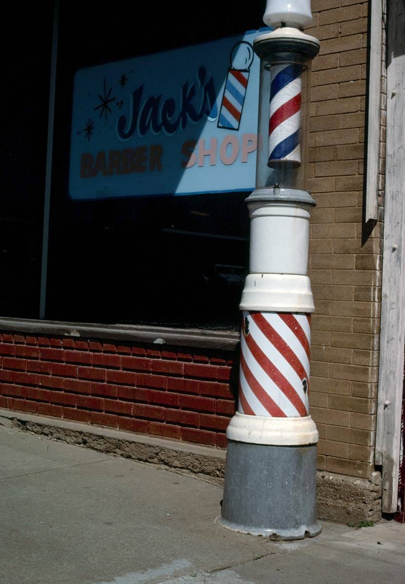 Historic Photo : 1996 Jack's barber pole, Perry, Oklahoma | Margolies | Roadside America Collection | Vintage Wall Art :
