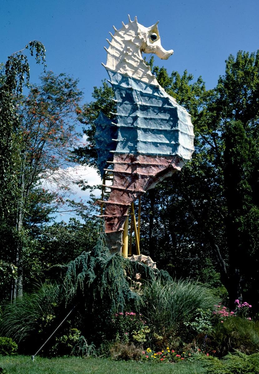 Historic Photo : 1984 Sea horse statue, Mattapoisett, Massachusetts | Margolies | Roadside America Collection | Vintage Wall Art :