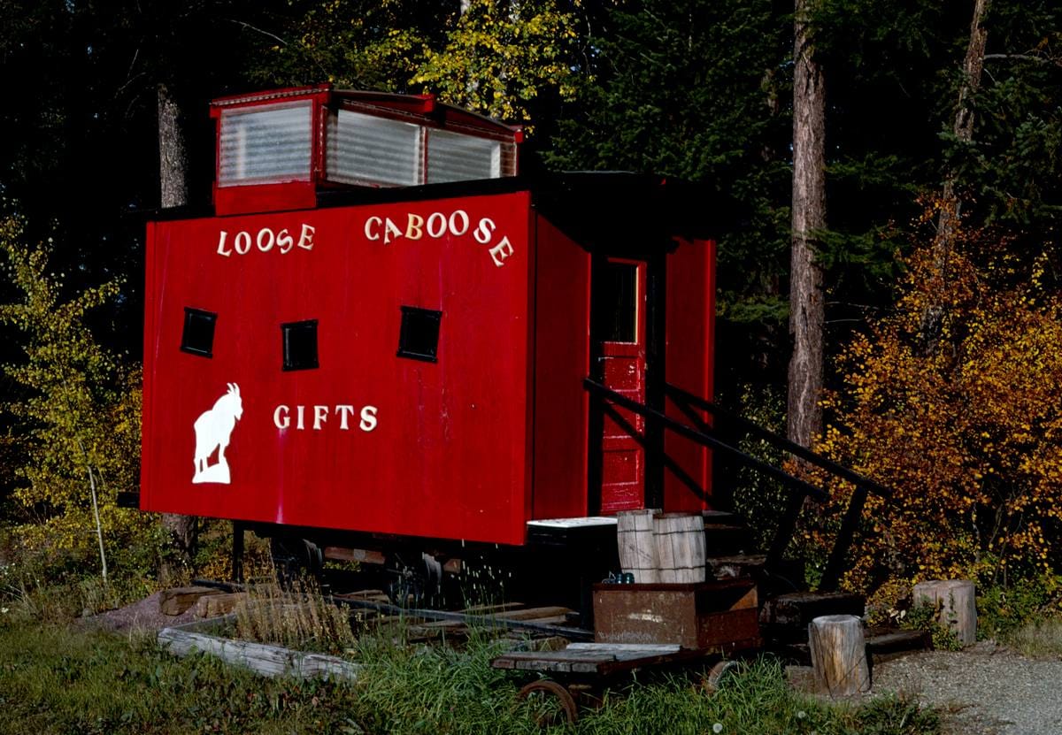 Historic Photo : 1987 Caboose and Loose Caboose, Whitefish, Montana | Margolies | Roadside America Collection | Vintage Wall Art :