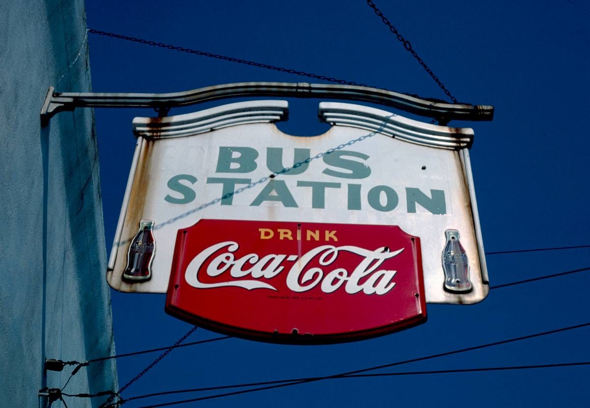 Historic Photo : 1982 Bus Station Coke sign, Newton, Mississippi | Margolies | Roadside America Collection | Vintage Wall Art :