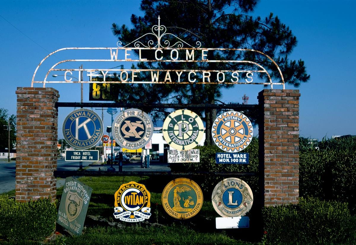 Historic Photo : 1979 Welcome City of Waycross sign, Waycross, Georgia | Margolies | Roadside America Collection | Vintage Wall Art :