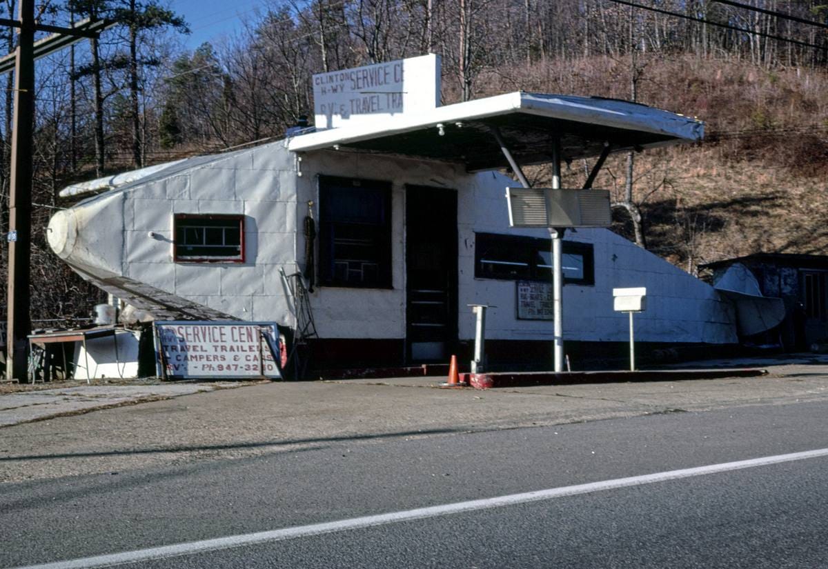 Historic Photo : 1984 Airplane gas station, Knoxville, Tennessee | Margolies | Roadside America Collection | Vintage Wall Art :