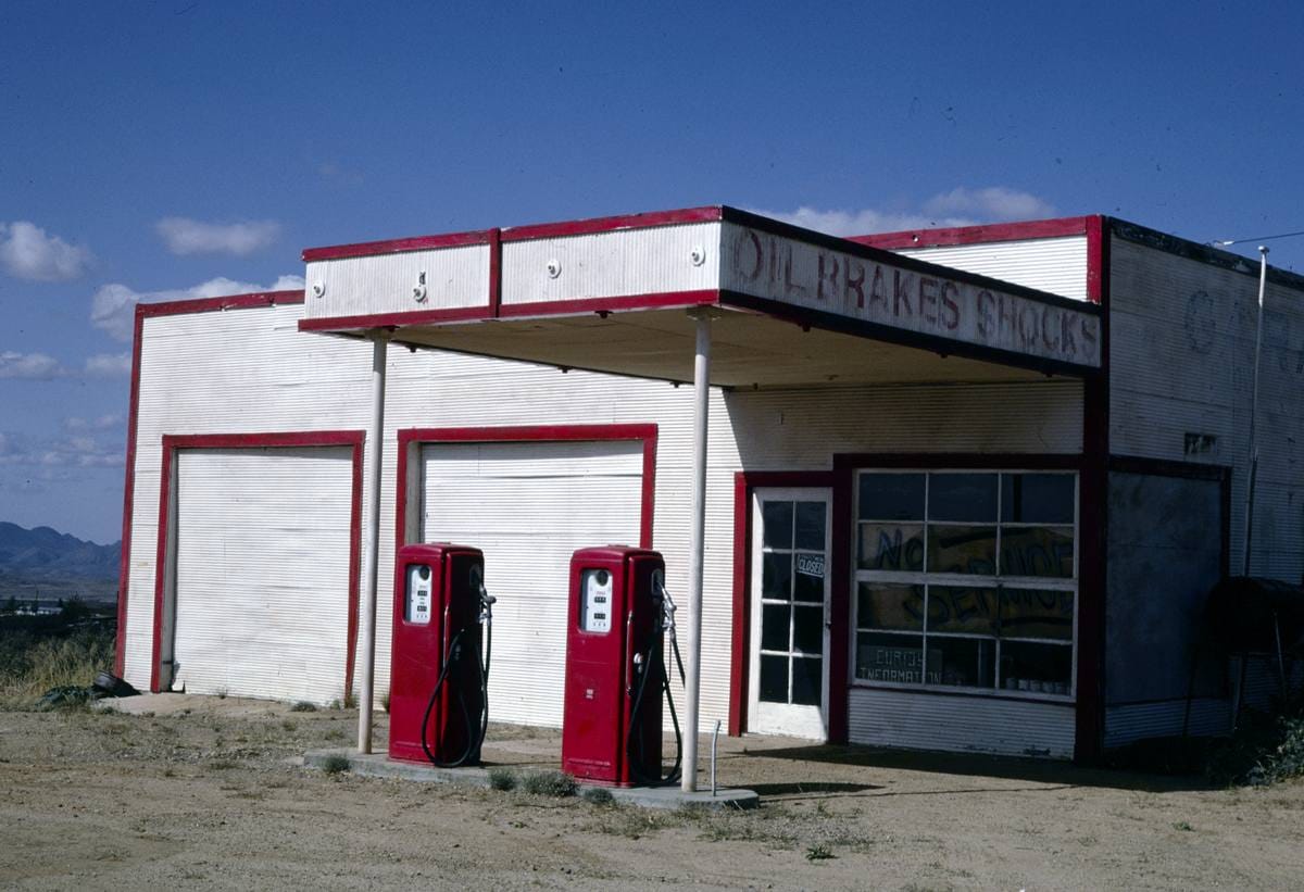 Historic Photo : 1991 Old gas station, Wilhoit, Arizona | Margolies | Roadside America Collection | Vintage Wall Art :