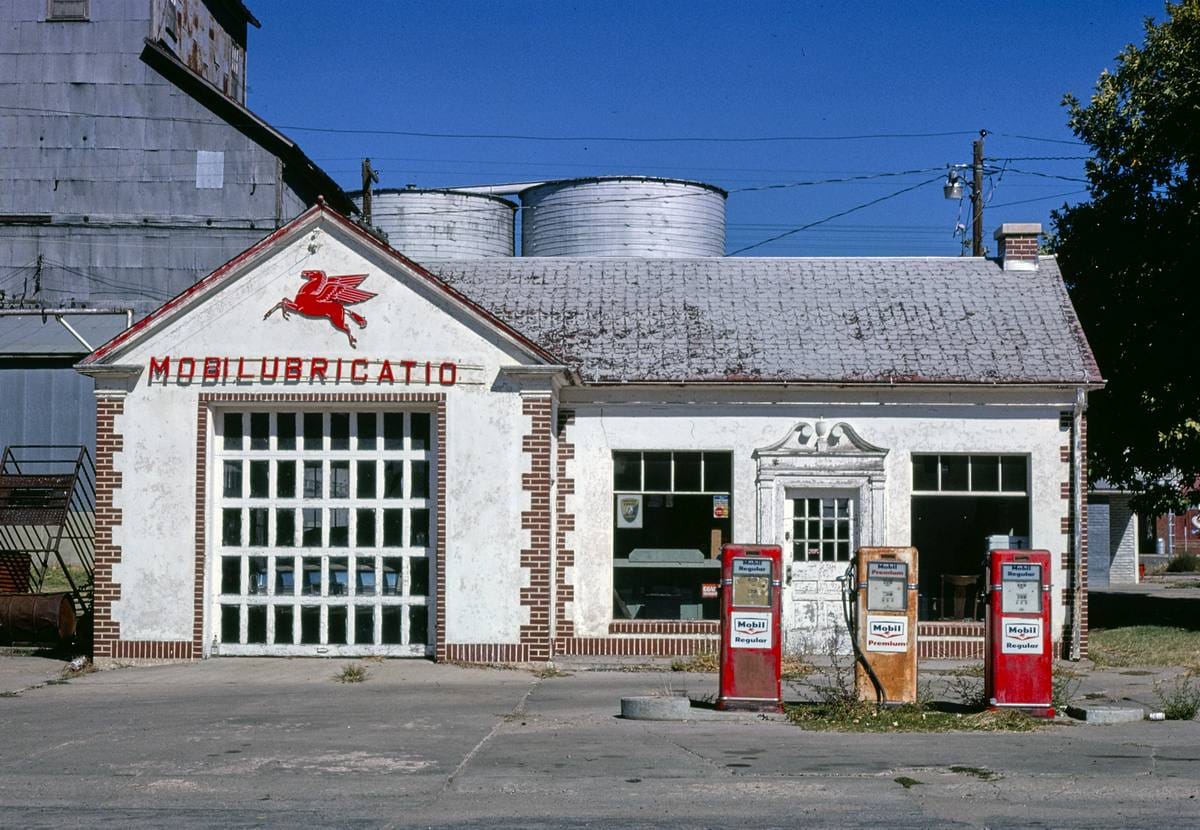 Historic Photo : 1980 Mobil Gas, Wilson, Kansas | Margolies | Roadside America Collection | Vintage Wall Art :