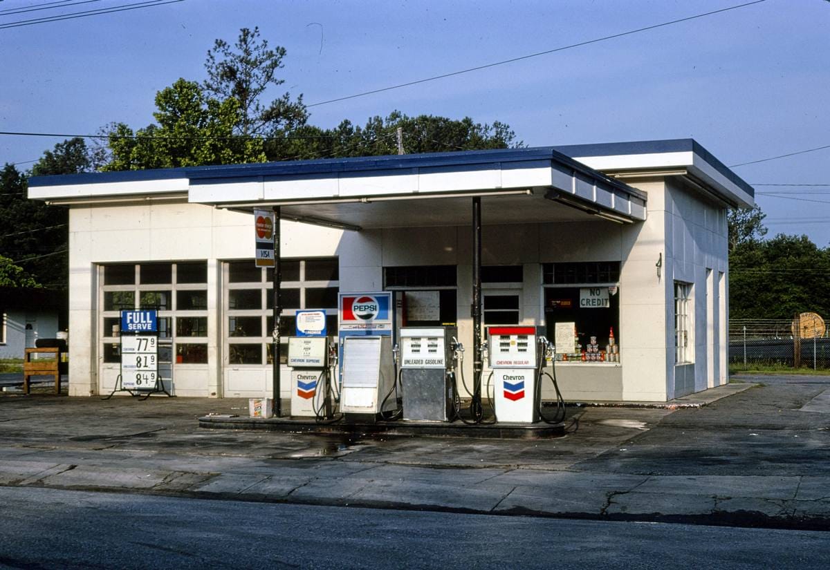Historic Photo : 1979 Chevron station, Kingsland, Georgia | Margolies | Roadside America Collection | Vintage Wall Art :