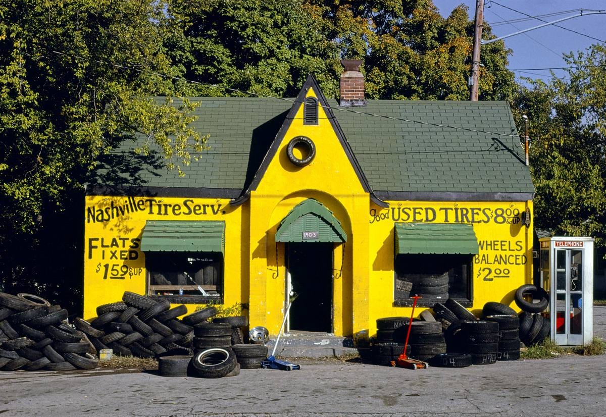 Historic Photo : 1980 Nashville Tire Service, Nashville, Tennessee | Margolies | Roadside America Collection | Vintage Wall Art :