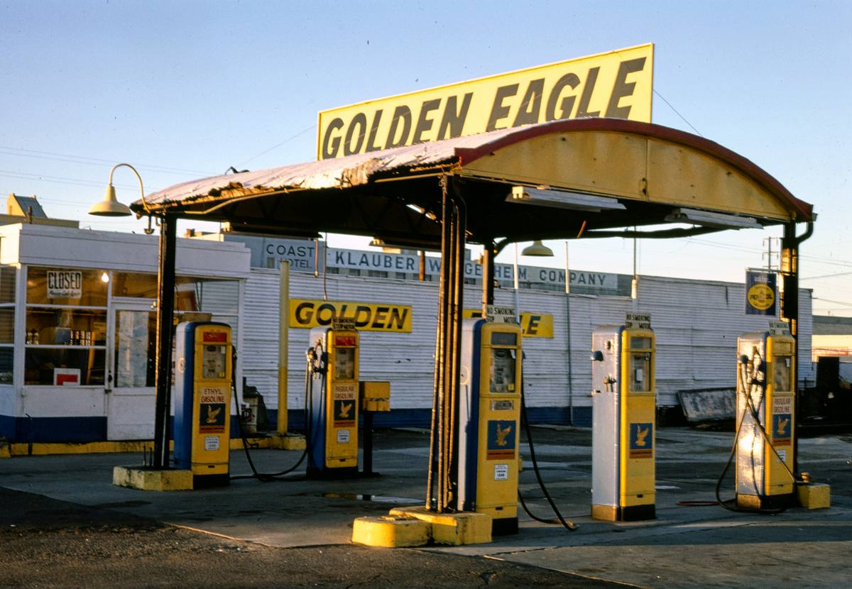 Historic Photo : 1977 Golden Eagle Gas, San Diego, California | Margolies | Roadside America Collection | Vintage Wall Art :