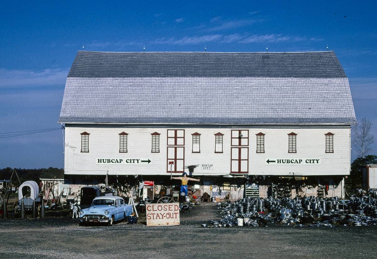 Historic Photo : 1989 Hub Cap City, Abbottstown, Pennsylvania | Margolies | Roadside America Collection | Vintage Wall Art :