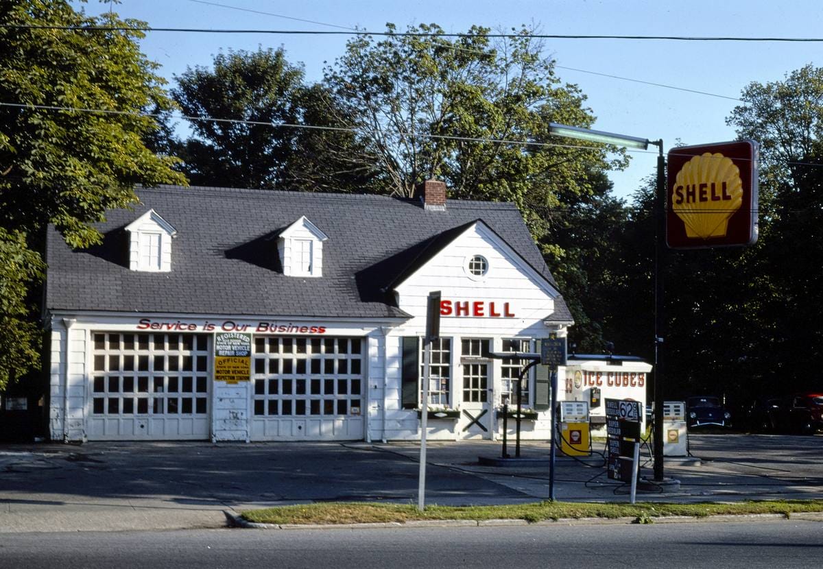 Historic Photo : 1976 Robert Damiecki Shell Station, Bridgehampton, New York | Margolies | Roadside America Collection | Vintage Wall Art :