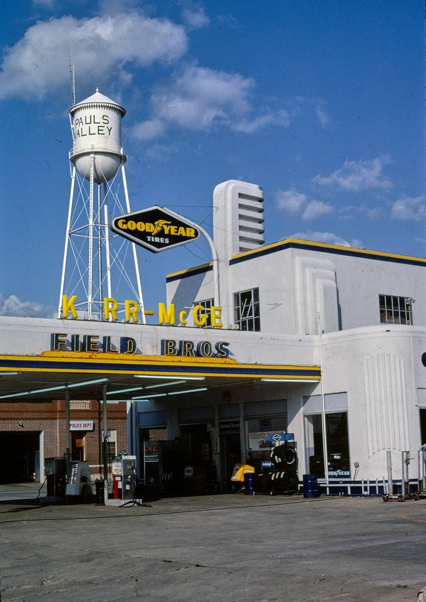 Historic Photo : 1982 Field Bros. Service Station, Pauls Valley, Oklahoma | Margolies | Roadside America Collection | Vintage Wall Art :
