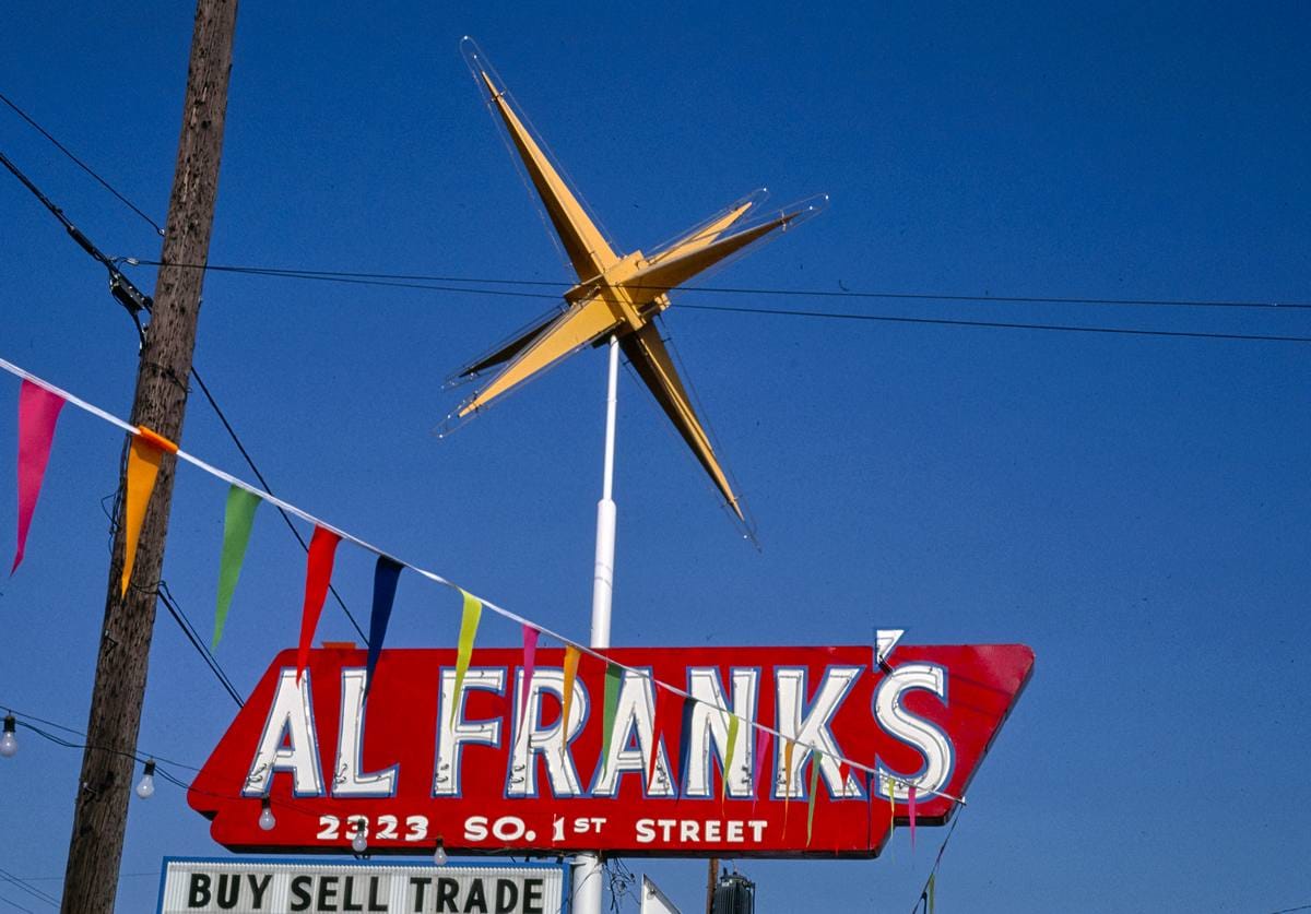 Historic Photo : 1987 Al Frank's used cars sign, Yakima, Washington | Margolies | Roadside America Collection | Vintage Wall Art :