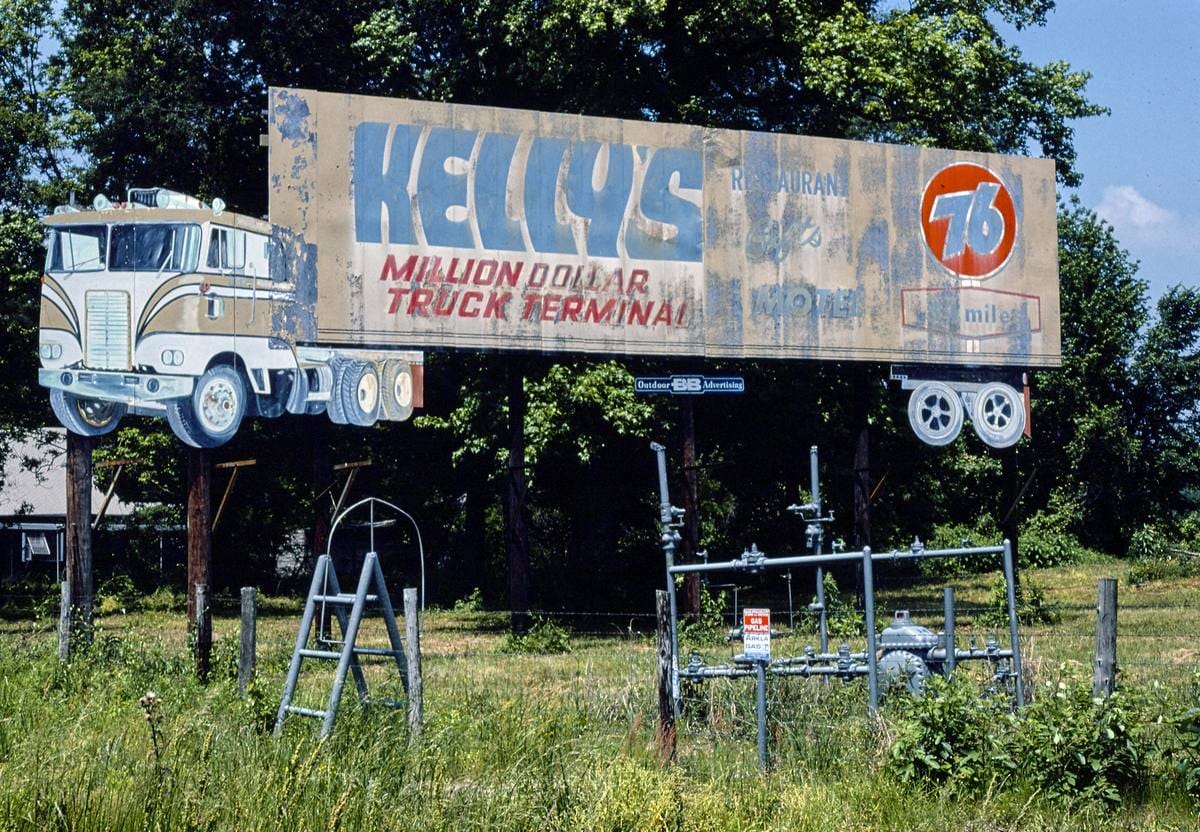 Historic Photo : 1982 Kelly's Truck Terminal billboard, Minden, Louisiana | Margolies | Roadside America Collection | Vintage Wall Art :