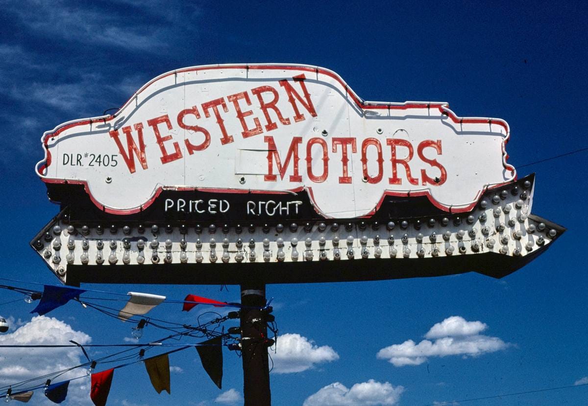 Historic Photo : 1981 Western Motors sign, Salt Lake City, Utah | Margolies | Roadside America Collection | Vintage Wall Art :