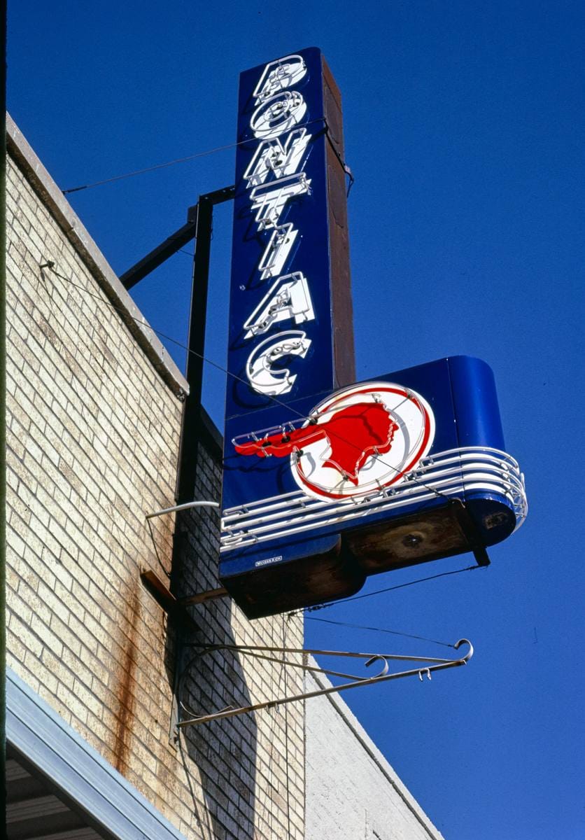 Historic Photo : 1984 Pontiac sign, Fayetteville, Arkansas | Margolies | Roadside America Collection | Vintage Wall Art :