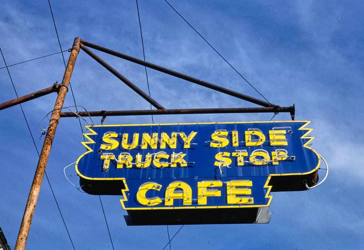 Historic Photo : 1987 Sunny Side Truck Stop Cafe sign, Clarksville, Arkansas | Margolies | Roadside America Collection | Vintage Wall Art :