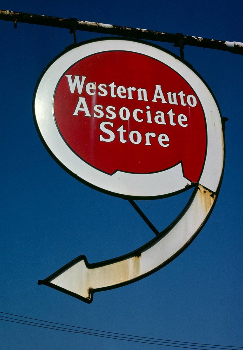Historic Photo : 1980 Western Auto sign, Greencastle, Pennsylvania | Margolies | Roadside America Collection | Vintage Wall Art :