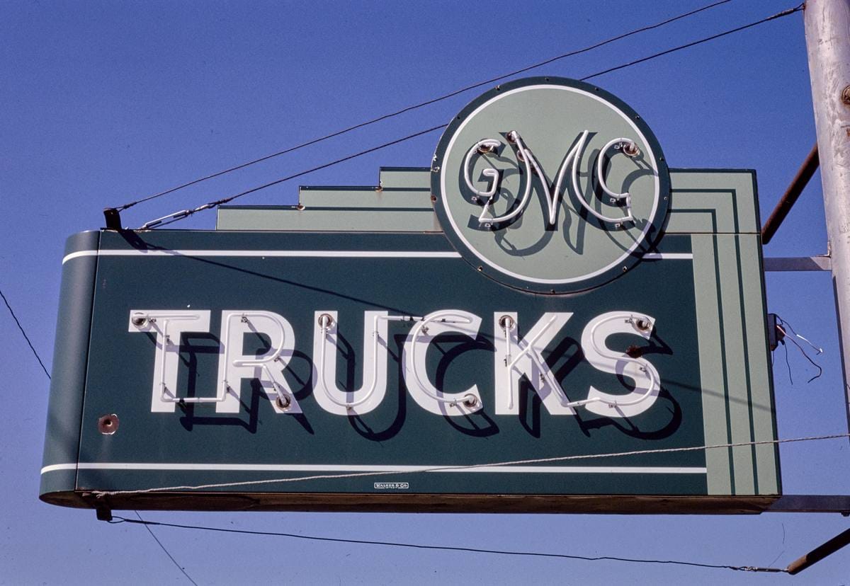 Historic Photo : 1993 GMC Trucks sign, Greensburg, Kansas | Margolies | Roadside America Collection | Vintage Wall Art :