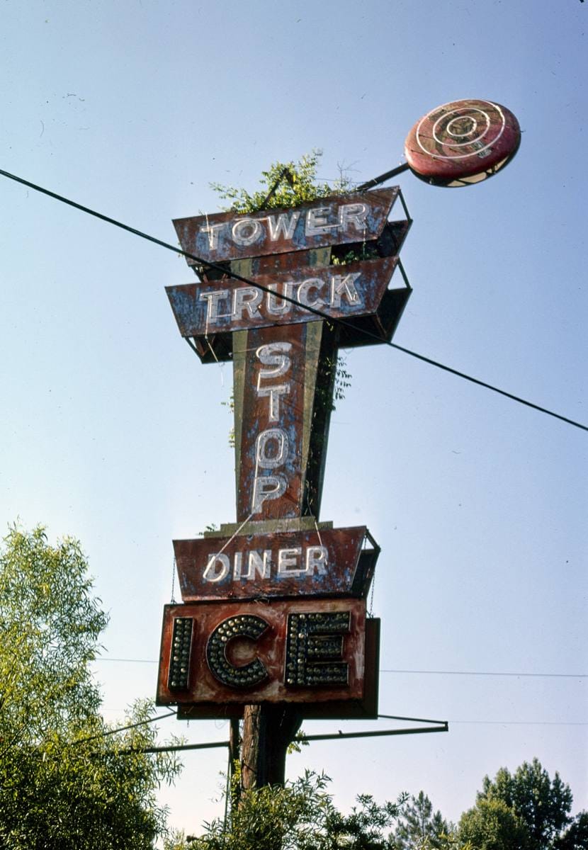 Historic Photo : 1979 Tower Truck Stop sign, Colesburg, Georgia | Margolies | Roadside America Collection | Vintage Wall Art :