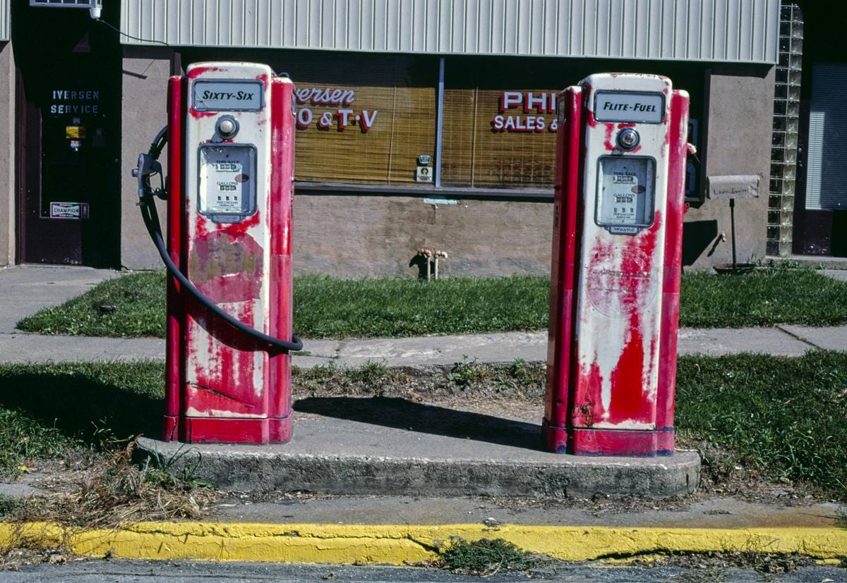 Historic Photo : 1987 Phillips 66 gas pumps, Ida Grove, Iowa | Margolies | Roadside America Collection | Vintage Wall Art :