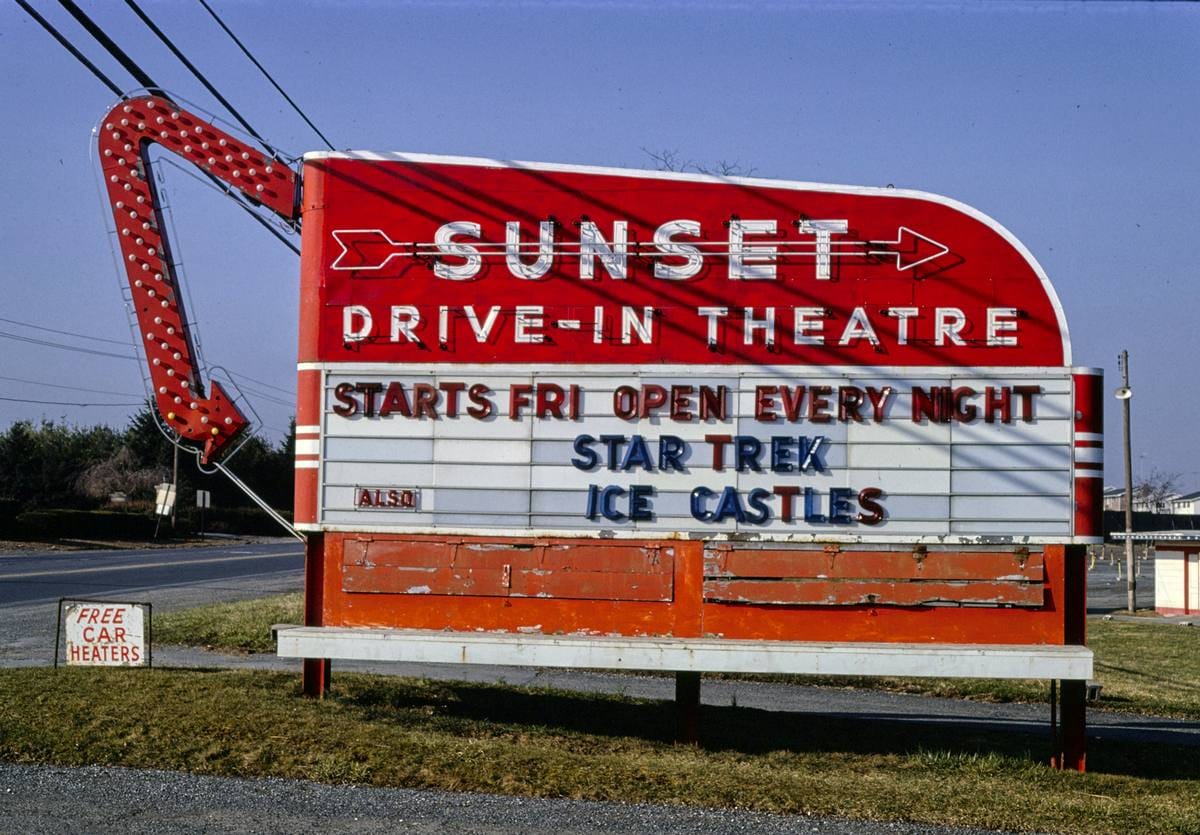 Historic Photo : 1980 Sunset Drive-In, Norland, Pennsylvania | Margolies | Roadside America Collection | Vintage Wall Art :
